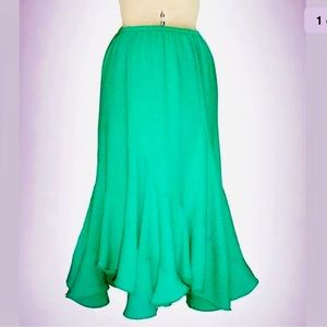 Green Swirl Trumpet Skirt Midi Size S OOAK Ameynra design